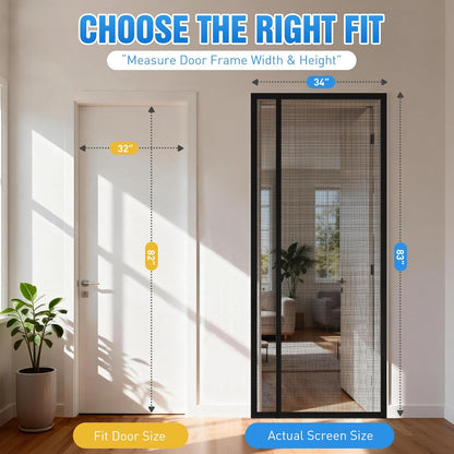 TasticTotes Magnetic Screen Door Mesh - Reversible Left & Right Opening with Magnetic Closure, Keep Buzz Out, Enjoy Fresh Air, Hands Free for Families & Pets (34" x 81", Fit Door Size 32" x 80")