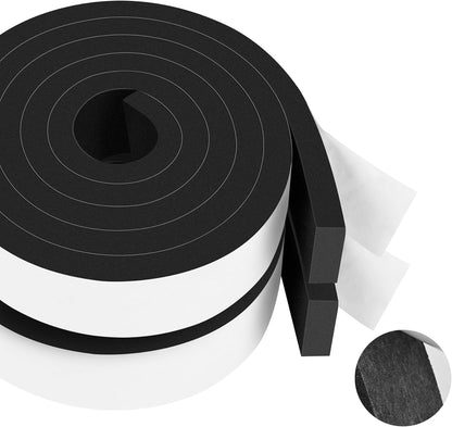 66Ft Foam Tapes Self Adhesive Foam Seal Strips 1/2In x 1/8In x 33.1Ft Each Roll Weatherstrips High Resilience Weather Stripping Door Seals for Door Soundproofing, Window Insulation (2R, White)