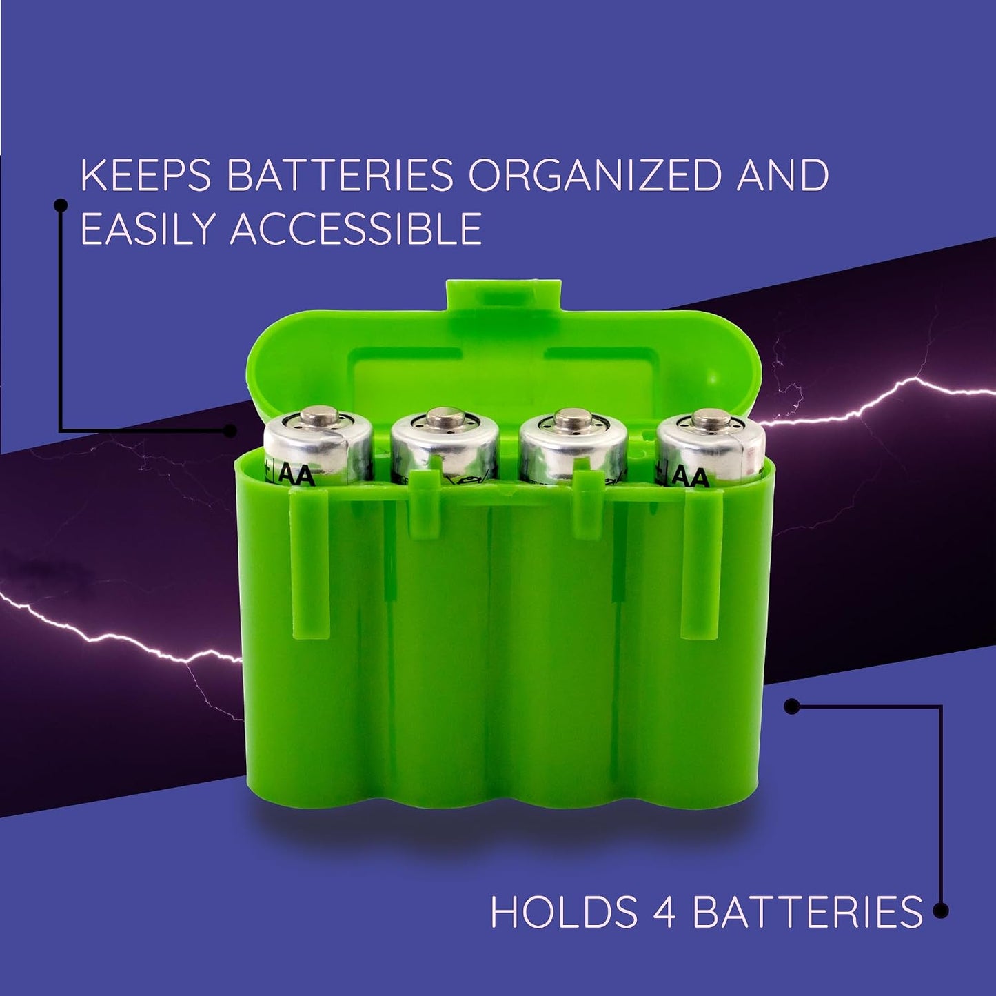 3 Pack AA / AAA / CR123A Green Battery Holder Storage Cases