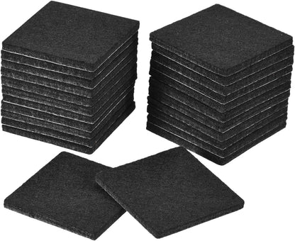 uxcell Furniture Pads, 24Pcs 1.5" - Square Self Adhesive Felt Furniture Pads, Floor Protectors for Furniture Feet Chairs Legs Hardwood Floors (Black)