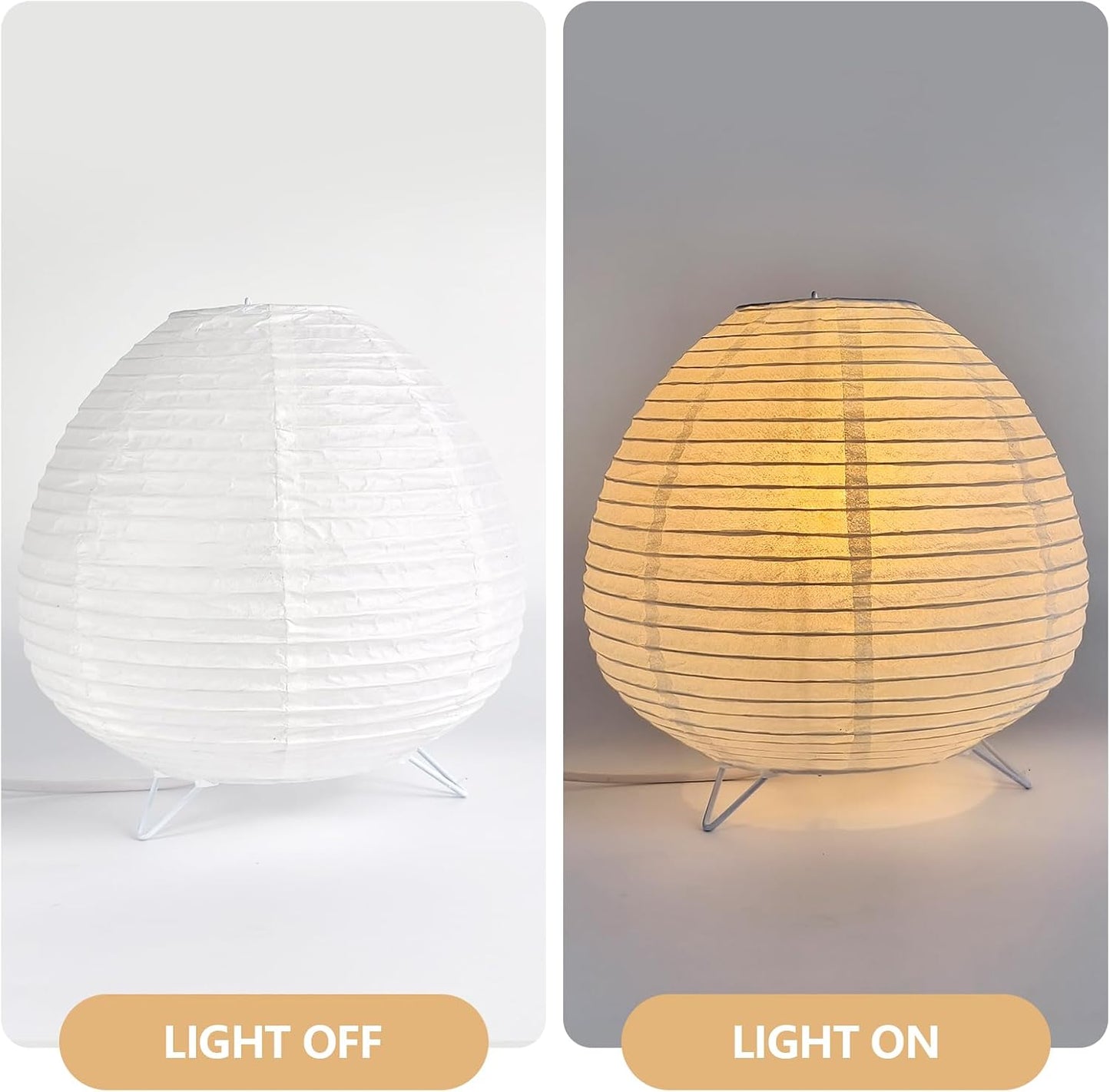 Paper Lantern Lamp, Japanese Paper Table Lamp with 3 Color, Cute Wabi-Sabi Rice Paper Lamp for Desk Bedroom Bedside(Bulb Included)