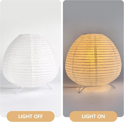 Paper Lantern Lamp, Japanese Paper Table Lamp with 3 Color, Cute Wabi-Sabi Rice Paper Lamp for Desk Bedroom Bedside(Bulb Included)
