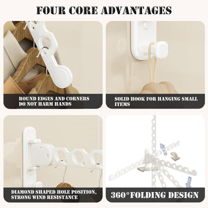 Wall Mounted Clothes Hanger Drying Folding Racks | Full 180° horizontal & vertical pivot