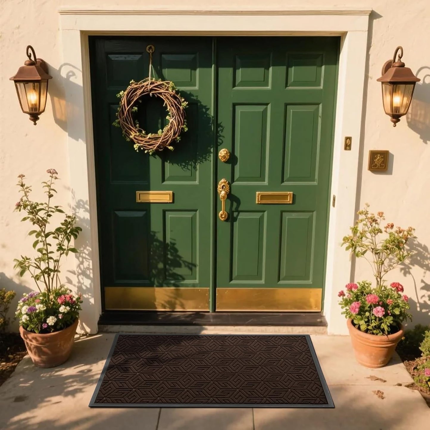 Yimobra Doormat Outdoor Entrance 29.5x17, All-Weather Waterproof Outdoor Mats for Front Door, Non Slip Welcome Door Mat for Patio Proch Outside Entryway Indoor, Black