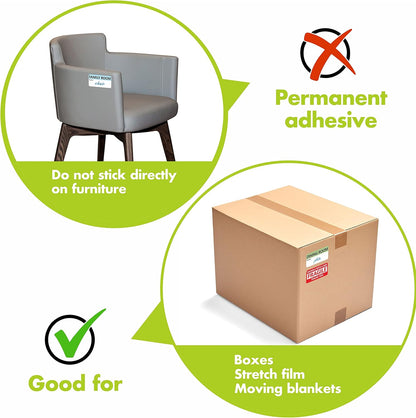 Hebayy 500 pcs 20 Designs Pre-Printed Color-Coded Home Moving Packing Box Labels with Writable Notes Areas, Each Measures 2” x 3”