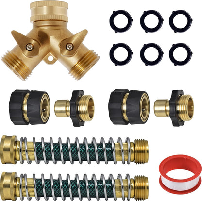 ‌VANCOCO 2 Way Garden Hose Splitter, 3/4" Heavy Duty Solid Brass Hose Y Splitter With 2 Shut-off for Outdoor Faucet & Garden Hose