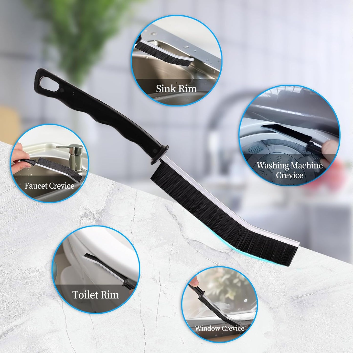 2 Pcs Crevice Cleaning Brush Hard Bristle Gap Brush Multifunctional for Bathroom Household Kitchen Tiles Window Crevice Cleaning Tool (Style 1)