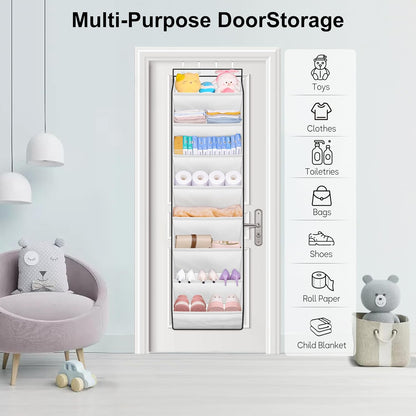 SLEEPING LAMB Over The Door Shoe Organizer for Closet with Large Deep Pockets, Narrow Shoe Rack for Door Hanging Boots Storage, Black