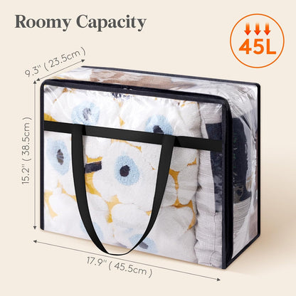 Lifewit 8 Pack Clear Clothes Storage Bags, 60L Plastic Blanket Storage Bag, Vinyl Foldable Moving Bags with Zipper, Closet Organizers and Storage Containers for Bedding, Duvet, Comforter