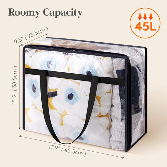 Lifewit 8 Pack Clear Clothes Storage Bags, 60L Plastic Blanket Storage Bag, Vinyl Foldable Moving Bags with Zipper, Closet Organizers and Storage Containers for Bedding, Duvet, Comforter