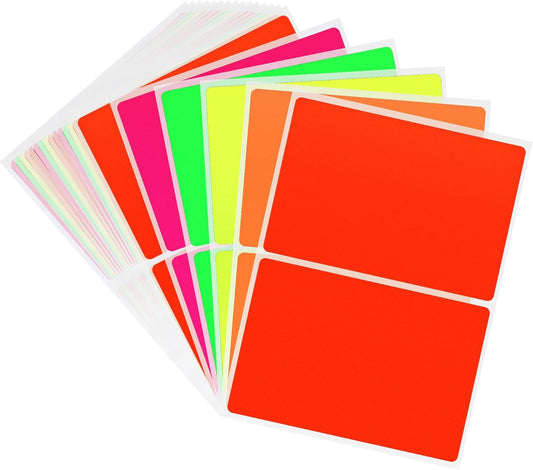 Hybsk 3 x 5 inch Rectangular Inventory Labels Permanent Fluorescent Color Code Organizer Labels (5 Colors)