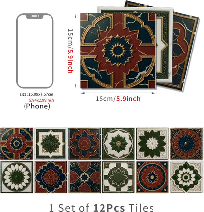 Peel and Stick Backsplash Tile Sticker for Kitchen and Bathroom Walls - 24 Removable 5.9"x5.9" Tiles, Waterproof