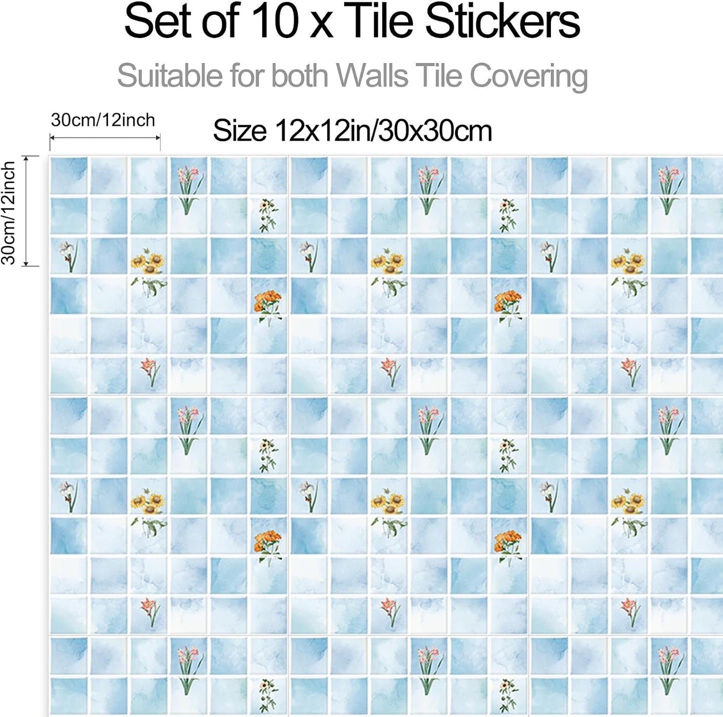 Peel & Stick Tile Stickers Waterproof Self-Adhesive Backsplash Stickers for Kitchen Bathroom Decor 10 Pack 11.8''x11.8'' (Light Green)
