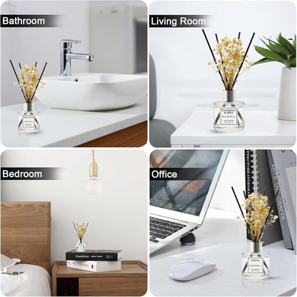 Reed Diffuser Set of 3 Pack,Clean Linen,Vanilla,Citrus Scented Oil Diffuser with 12 Sticks,Reed Diffuser for Home Living Room Office Bathroom Air Freshener,50ml x 3