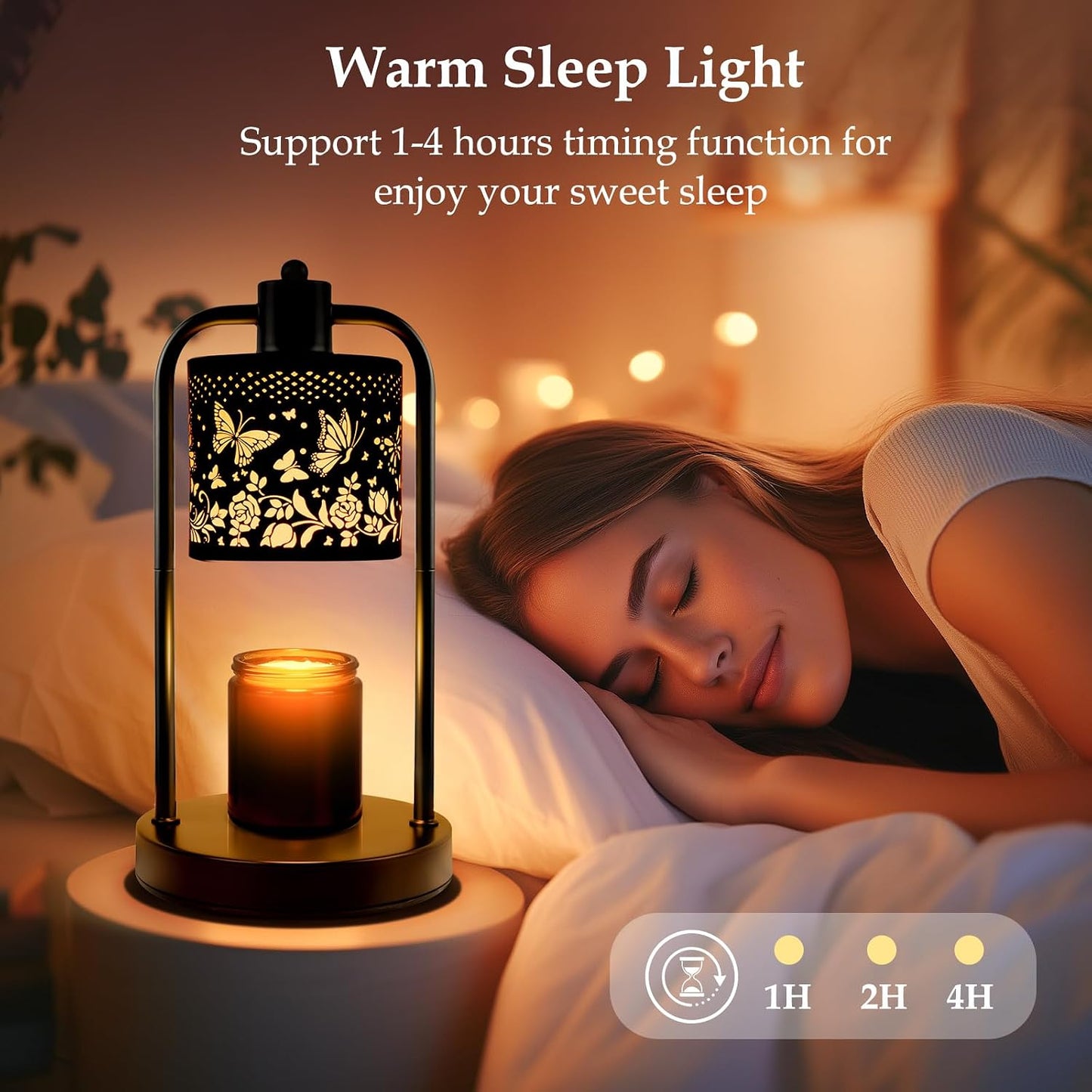 Candle Warmer Lamp Electric with Timer: Wax Melts Warmer - Dimmable Candle Wax Warmer Electric Candle Warmer with Replacement Bulbs, Bedroom Home Decor Compatible with Various Candles-Linen