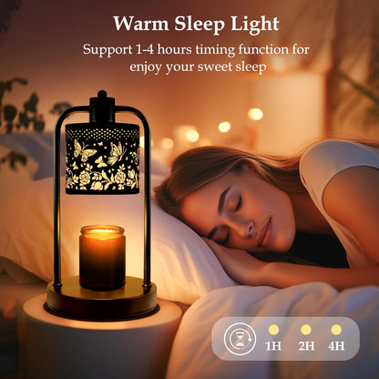 Candle Warmer Lamp Electric with Timer: Wax Melts Warmer - Dimmable Candle Wax Warmer Electric Candle Warmer with Replacement Bulbs, Bedroom Home Decor Compatible with Various Candles-Linen