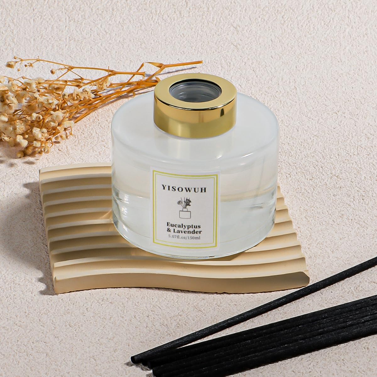 Reed Diffuser Set,5.07 fl oz (150 ml) - White Jasmine Oil Diffusers with 8 Reed Sticks,Home Fragrance Reed Diffuser for Bathroom Shelf Decor