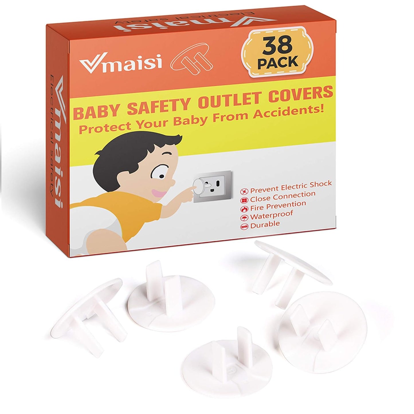 Vmaisi 62 Pieces Outlet Covers ChildProof Plug Protector - Baby Proofing Electrical Safety Outlet Plugs for Unused Wall Outlets, Home Travel Hotel Child Safety | for Unused Wall Outlets, Home Travel Hotel Child Safety