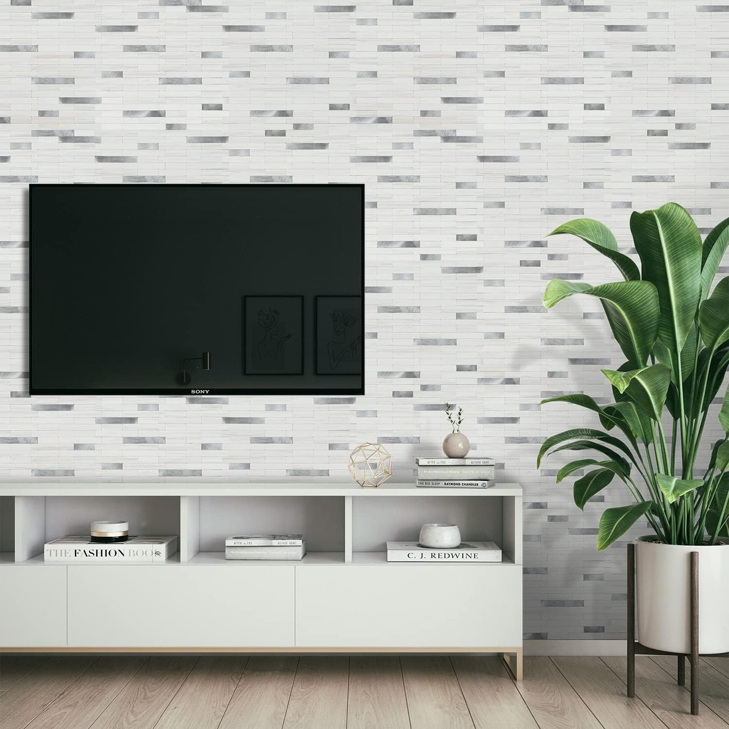STICKGOO Peel and Stick Backsplash Tile, Stick on Backsplash for Kitchen and Bathroom, Volakas White Look PVC Mixed Metal Silver Self Adhesive Wall Tiles(Sample)