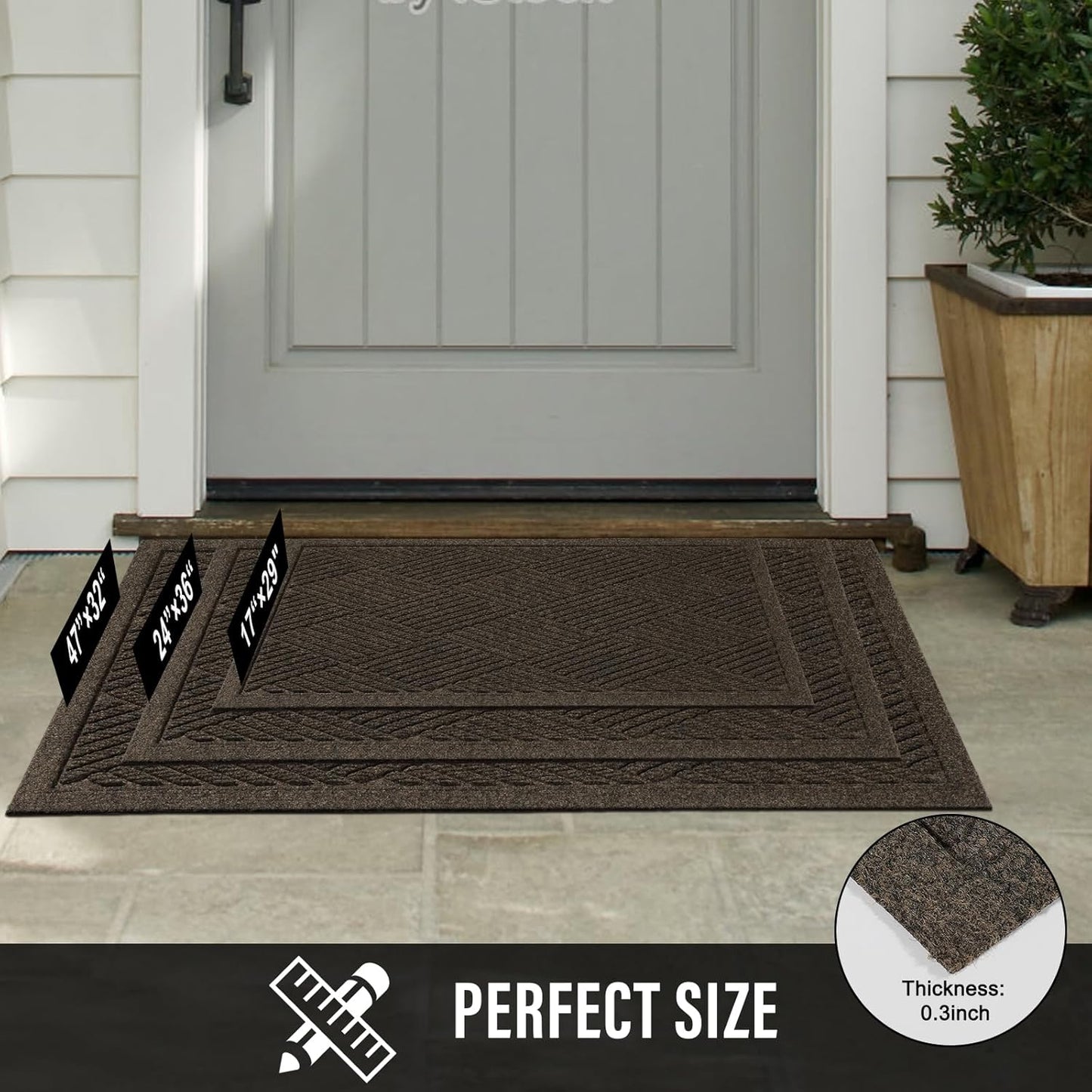 HIYARD Sturdy Front Door Mat, Absorbent Muddy Dirt Resist Welcome Door Mats Outdoor Indoor, Stain and Fade Resistant, Non-Slip Rubber Backing Low Profile Doormat for Entryway, 30×17, Beige