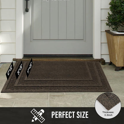 HIYARD Sturdy Front Door Mat, Absorbent Muddy Dirt Resist Welcome Door Mats Outdoor Indoor, Stain and Fade Resistant, Non-Slip Rubber Backing Low Profile Doormat for Entryway, 30×17, Beige