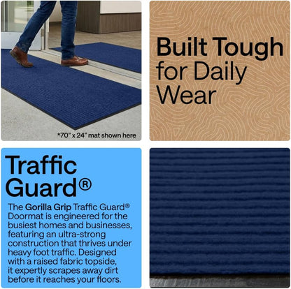 GORILLA GRIP Waterproof Traffic Guard Door Mat, Heavy Duty Entryway Mats, Strong Backing Commercial Utility Rugs for Office Hallway, Garage Floor and Home, Low Profile Carpet Runner, 29x17, Black