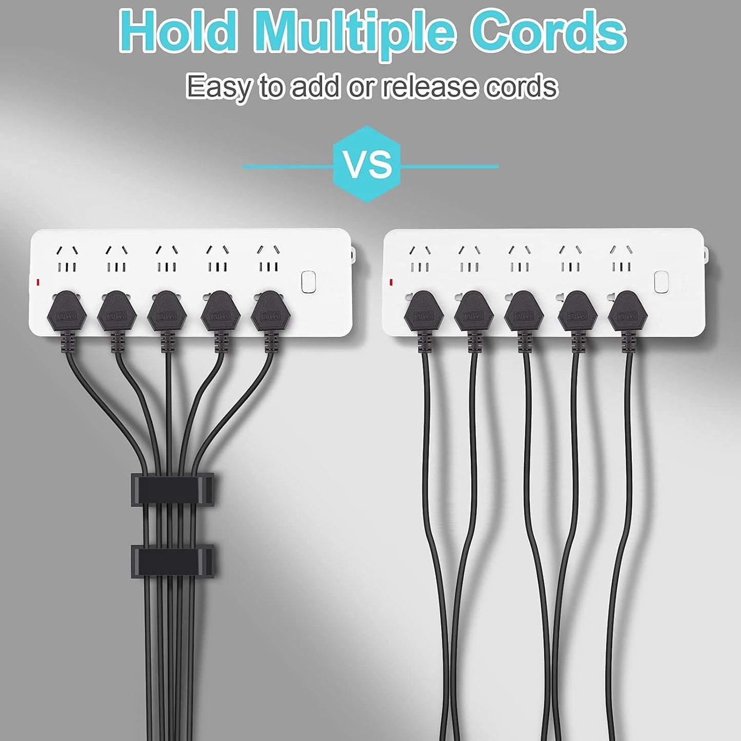 100 PCS Adhesive Cable Clips White (Small & Large), Upgraded Wall Wire Holder for Cord Organizer Cable Management, Outdoor Light Clips Hooks for LED, Car Dash Cam, HDMI, Extension Cord