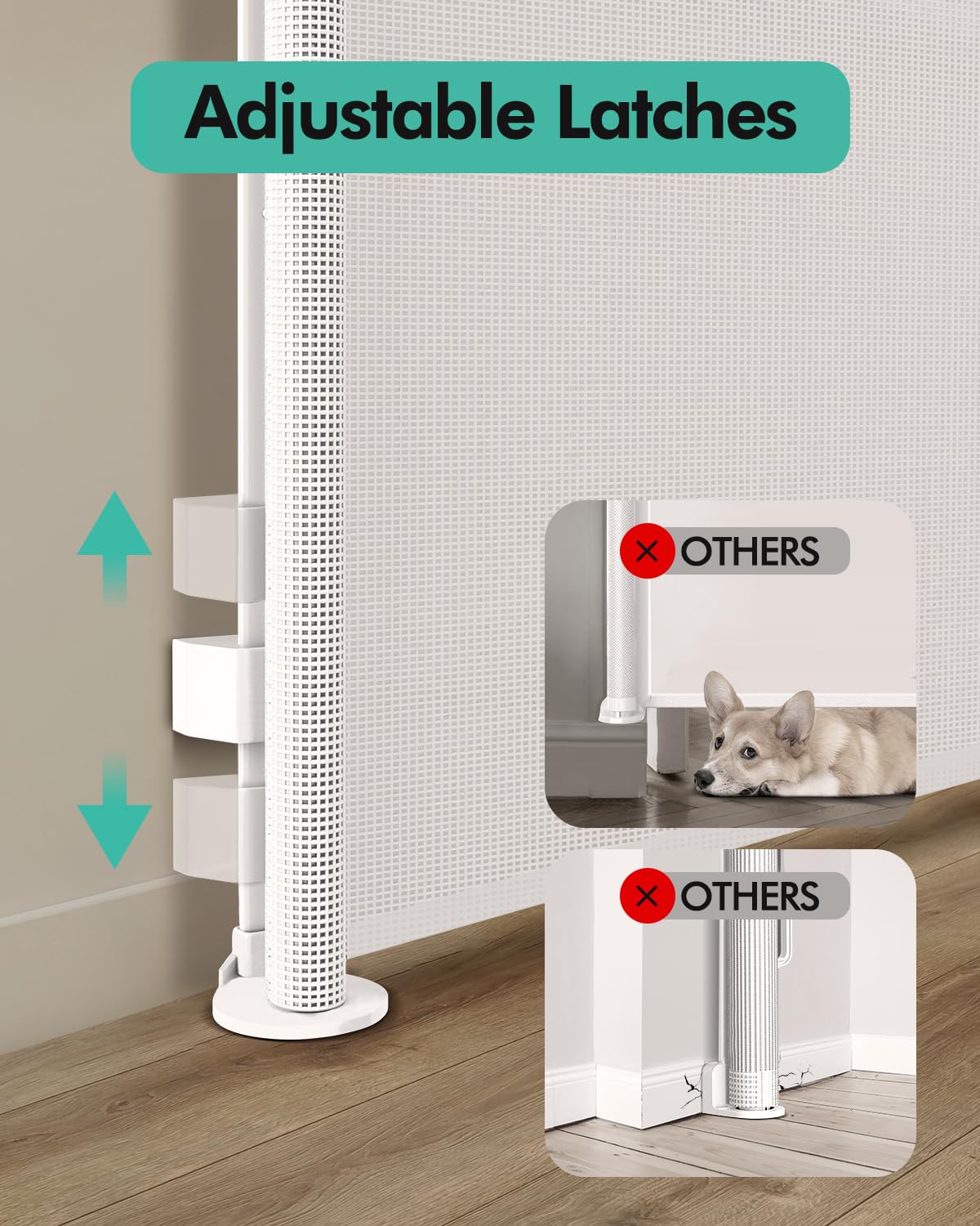 Retractable Baby Gates, Mesh Dog Gate for Doorways, 33.6" Tall, Expands to 55" Wide,Pet Safety Essential Fit for Baseboards, Wide Toddlers Gates for Hallways, Indoor & Outdoor,Gray