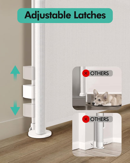Retractable Baby Gates, Mesh Dog Gate for Doorways, 33.6" Tall, Expands to 55" Wide,Pet Safety Essential Fit for Baseboards, Wide Toddlers Gates for Hallways, Indoor & Outdoor,Gray