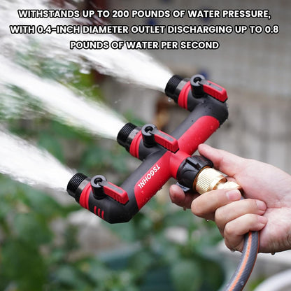 3 Way Garden Hose Splitter, High Flow Outdoor Faucet Splitter with 3 Independent Shut Off Valves, Wide Spacing for Timers, Standard 3/4" GHT for Lawn Yard Garden Watering