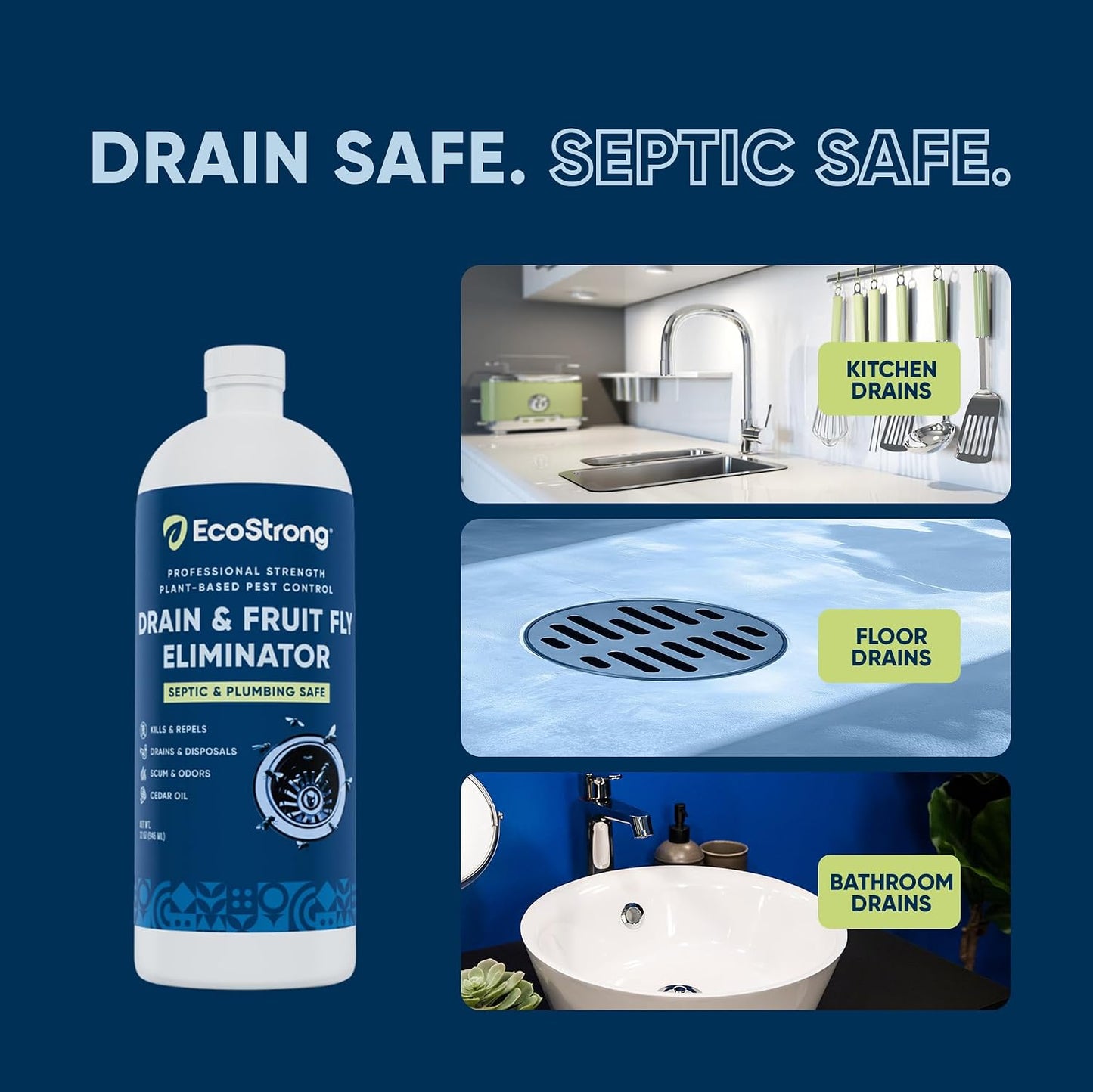 Fruit Fly Drain Treatment | Drain Fly Eliminator | All-Natural, Eliminates Gnats, Sewer Flies and More - Works in All Drains - 1 Gallon
