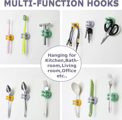 4 pcs Silicone Toothbrush Holder Multi-Function Hook Waterproof self Adhesive Single Toothbrush Hook Plug Holder for Wall for Hanging Bathroom Kitchen Living Room Office