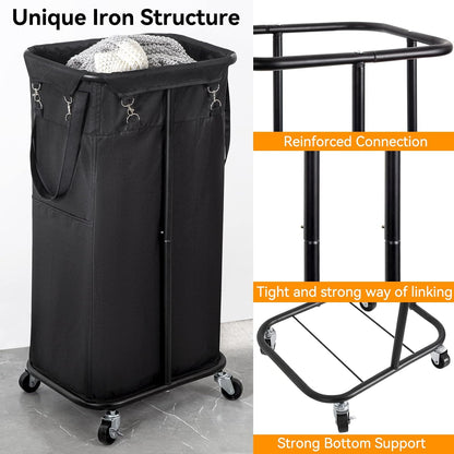 WOWLIVE Laundry Hamper with Wheels 260L Rolling Laundry Basket 3 Section Organizer Laundry Cart with Steel Frame and Removable Bags Large Dirty Clothes Hamper Dorm Room Storage for Bedroom