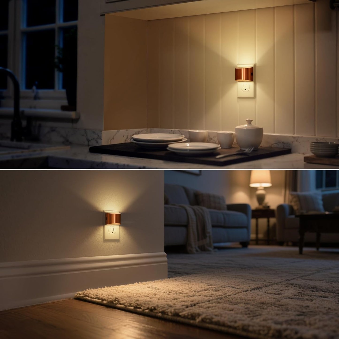 DORESshop LED Night Light[2 Pack], Night Lights Plug into Wall, 3 Level Brightness Adjustable Plug in Night Light, Dusk to Dawn Sensor, Nightlights for Adults, Bedroom, Bathroom, Hallway, 3000K