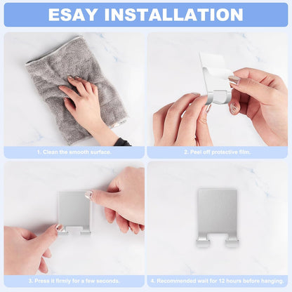 VIS'V Adhesive Razor Holder, Wall Mount Shower Razor Hooks for His and Hers, Metal, Waterproof, White, 2 Pcs
