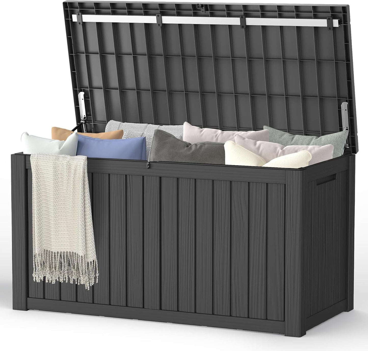 Outdoor Storage Box, 50 Gallon Waterproof Deck Storage Box, Lockable Patio Storage Bins for Package Delivery, Porch, Garden Tool, Cushions, Anti-Theft Weatherproof & UV-Resistant Parcel Drop Box