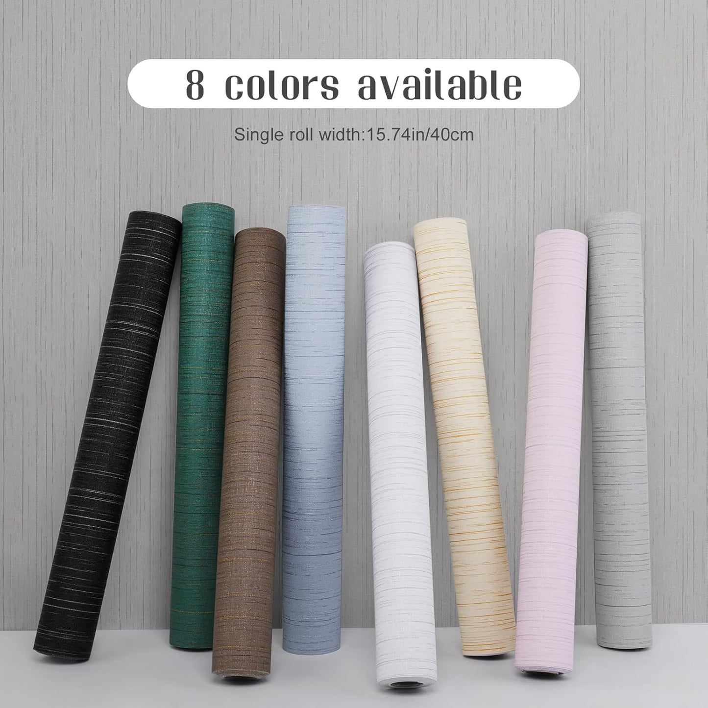 Light Blue Peel and Stick Grasscloth Texture Wallpaper 15.7"x120" Vintage Wallpaper Removable Waterproof