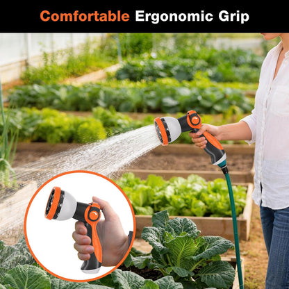 Besiter Garden Hose Nozzle Sprayer: 2 Pack 10 Watering Patterns Spray Nozzles Heavy Duty Metal Hose Head Hose Attachment, Thumb Control On Off Valve
