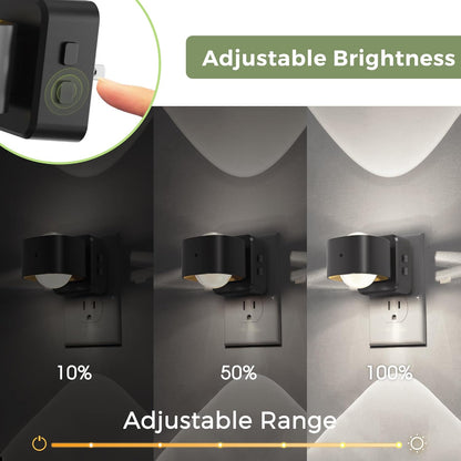 L LOHAS LED Night Light Projector, Night Lights Plug into Wall, Dusk to Dawn Sensor, 180°Rotating Nightlight for Kids, 0-150LM Dimmable Soft White Ambient Lighting for Bathroom, Decor, Gifts, 2 Pack