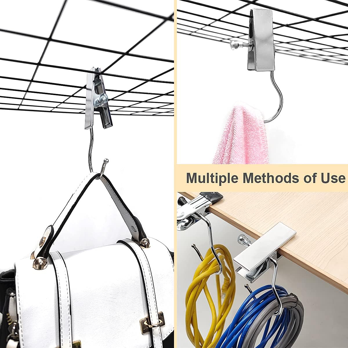 Coideal Boot Hangers Laundry Hanging Hooks Clips, 16 Pcs Stainless Steel Portable Clothespins for Drying Closet Travel (Black + Pink)