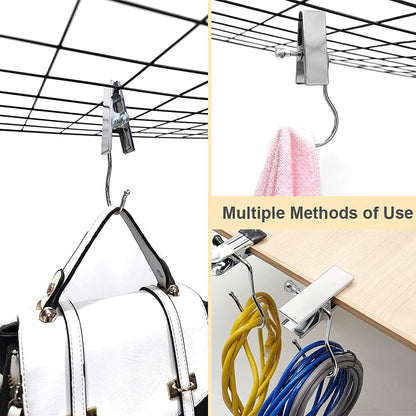 Coideal Boot Hangers Laundry Hanging Hooks Clips, 16 Pcs Stainless Steel Portable Clothespins for Drying Closet Travel (Black + Pink)