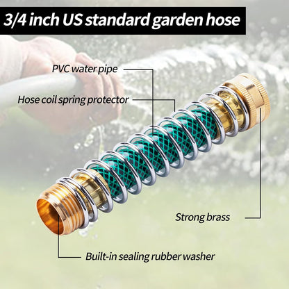 ORAEVY Brass 2 Way Hose Splitter, 3/4" Brass Y Way Garden Hose Connector with 2 Pcs Garden Hose Extension Adapter and 6 Rubber Washers