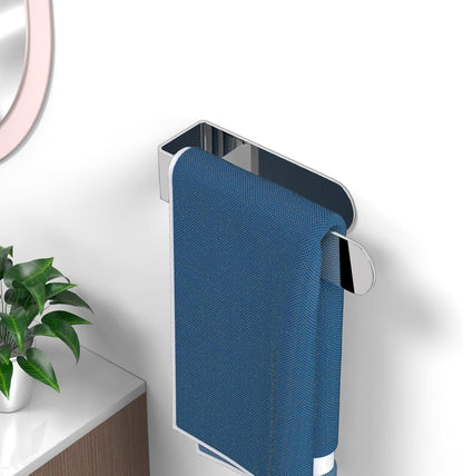 HUFEEOH 2 Pack Adhesive Hand Towel Holder, Kitchen Towel Rack Towel Bars Wall Mounted, Stainless Steel Bath Towel Hanger for Bathroom Hotel Kitchen (White, 8 Inch(2PC))