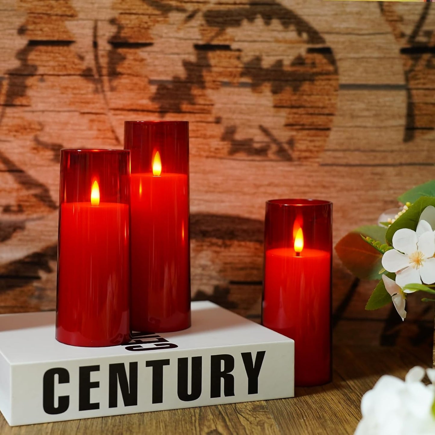 kakoya Flickering Flameless Candles Battery Operated with Remote and 2/4/6/8 H Timer Plexiglass Led Pillar Candles Pack of 9(D2.3 xH5.5 6.5" 7.5") with Realistic 3D Wick Candles for Home Decor(Ivory)