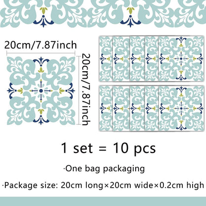 10-Pack Peel and Stick Backsplash Tiles, 7.87”x7.87” Waterproof Vinyl Self-Adhesive Wall Tiles, Easy DIY No-Grout Wall Covering for Kitchen, Bathroom, Apartment & RV