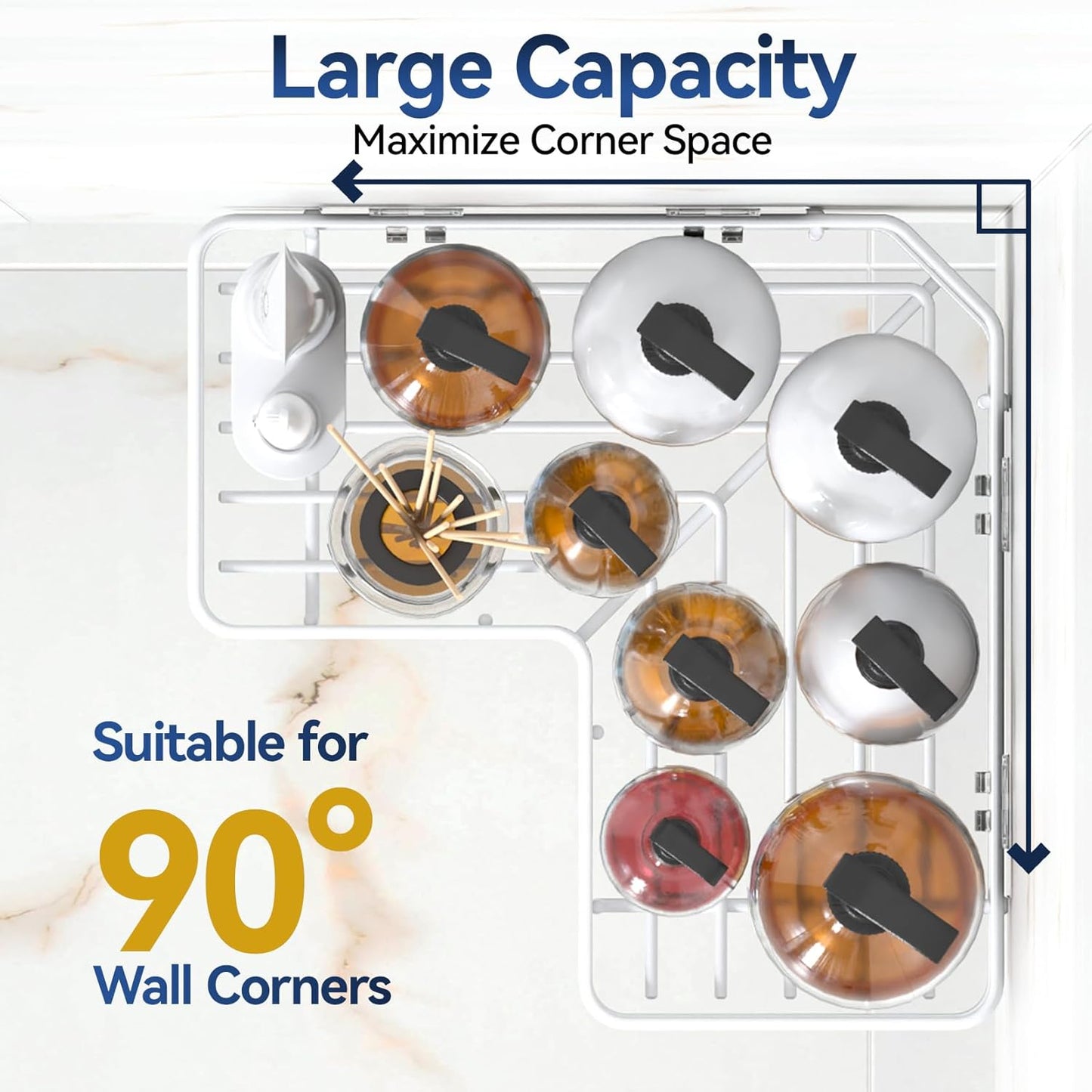 YASONIC Corner Shower Caddy, 5-Pack Adhesive Rustproof Stainless Steel Shower Organizer with Soap Holder, No Drilling Shower Shelf for Inside Shower, Dorm, Renters, Black