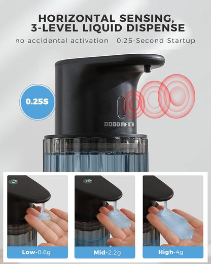 Automatic Foaming Soap Dispenser Touchless, 3 Adjustable Liquid Levels, 10oz/300ml Rechargeable, IPX7 Waterproof for Bathroom, Kitchen, Black