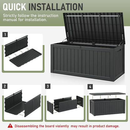 KAMABOKO 31 Gallon Outdoor Storage Box, Resin Deck Boxes Indoor and outdoor, Waterproof Storage Box Lockable Lid for Garden Tools, Package Delivery, Pool Supplies, Patio Cushions, Black