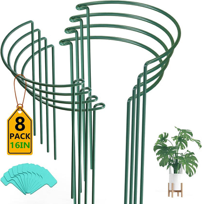 8 Pack 24 In Plant Support Stakes, Peony Cages And Supports with 15 Lables | Rust-proof Metal Plant Stakes, Adjustable Plant Supports For Outdoor Plants, Peony Cage, Flower Stakes for Plants，Hydrangea
