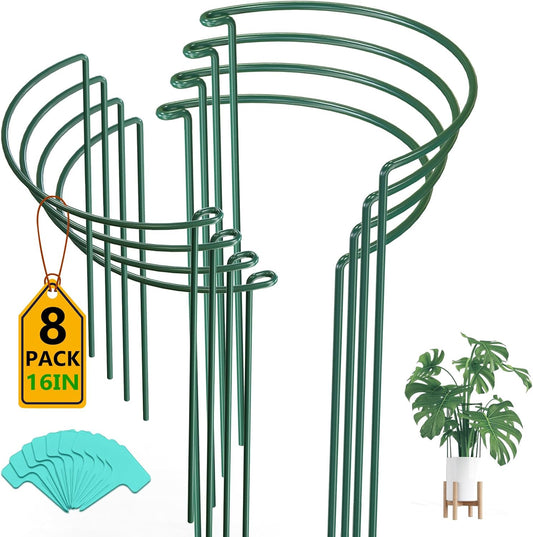 8 Pack 24 In Plant Support Stakes, Peony Cages And Supports with 15 Lables | Rust-proof Metal Plant Stakes, Adjustable Plant Supports For Outdoor Plants, Peony Cage, Flower Stakes for Plants，Hydrangea